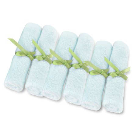 Brooklyn Bamboo Baby Washcloth Blue 10-Inch by 10-Inch 6-Pack