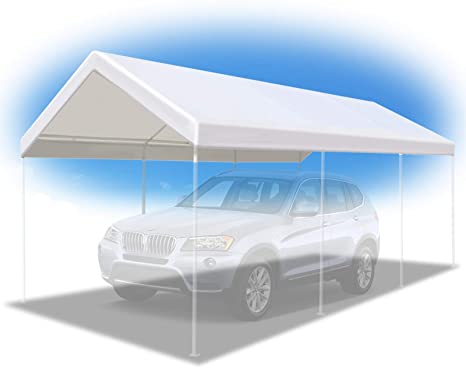 BenefitUSA 10'x20' Carport Replacement Canopy Garage Top Tarp Shelter Cover w Cable Ties, Canopy ONLY (w/Edge)