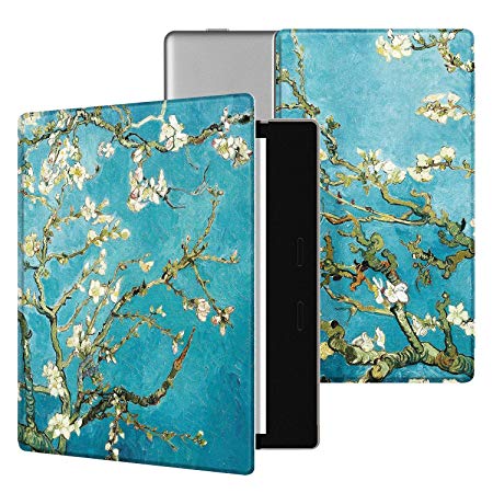 Ayotu Colorful Case for Kindle Oasis-(9th Gen, 2017 Release Only) Lightweight Premium PU Leather Cover with Auto Wake/Sleep, Strong Adsorption for All-New 7’’Kindle Oasis Case,KO-09 The Apricot Flower