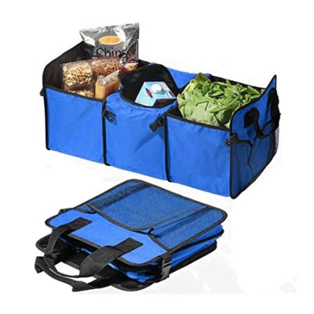 Auto Trunk Organizer, PYRUS Collapsible Car Trunk Organizer Fabic 3-Compartment Food Storage Bags With a Cooler Bag