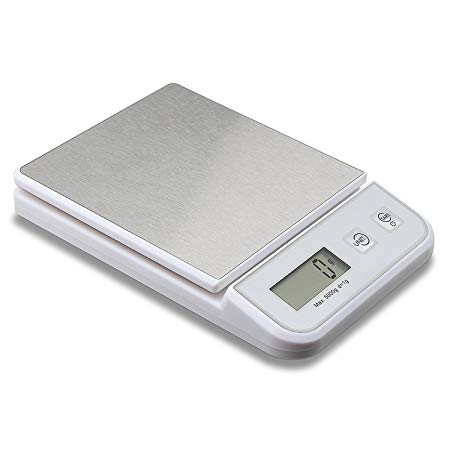 Kitchen Scale,TechRise Professional Digital Food Scale Kitchen Scale Portablel Scale With Stainless Steel Platform and Large LCD Display Up to 5KG(11LB)-White