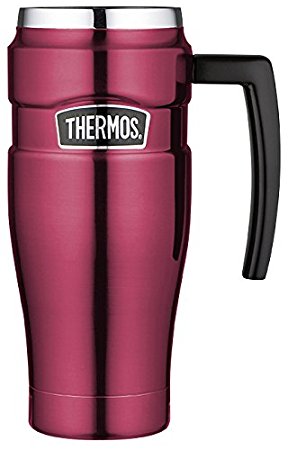 Thermos Stainless King 16 Ounce Travel Mug with Handle, Raspberry