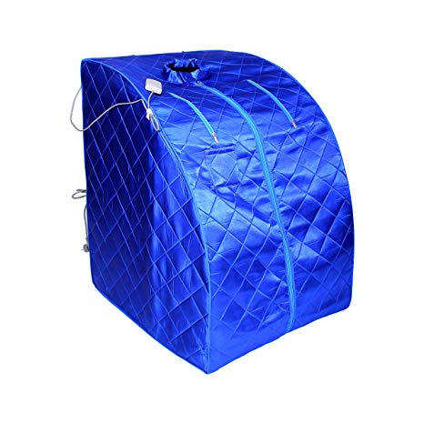 ALEKO PIN11BL Personal Folding Portable Home Infrared Sauna with Folding Chair and Foot Pad for Relaxation and Weight Loss 37 x 28 x 31 Inches Blue