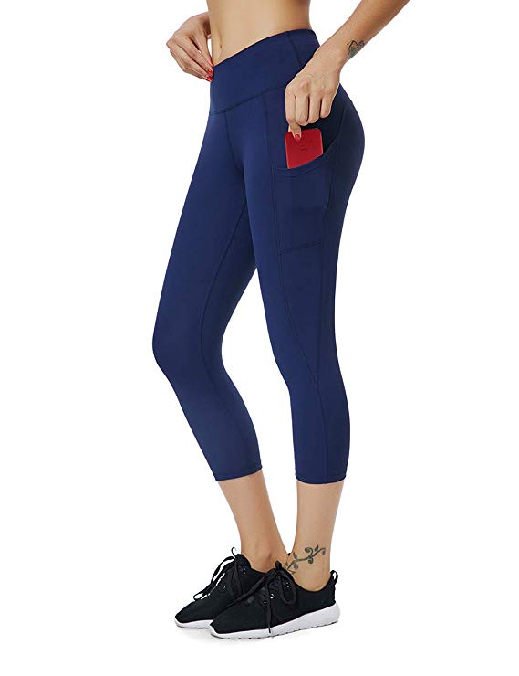 ALONG FIT Yoga Pants for Women mesh Leggings with Side Pockets High Waisted Leggings