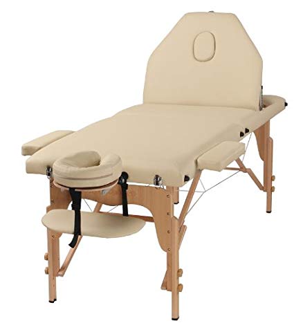 The Best Massage Table 3 Fold Cream Reiki Portable Massage Table - PU Leather