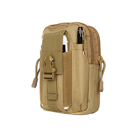 Zeato Tactical Molle Pouch EDC Utility Gadget Belt Waist Bag with Cell Phone Holster Holder for iPhone 6/6 Plus 7/7Plus Samsung Galaxy S8 S7 S6 LG HTC and More (Khaki)