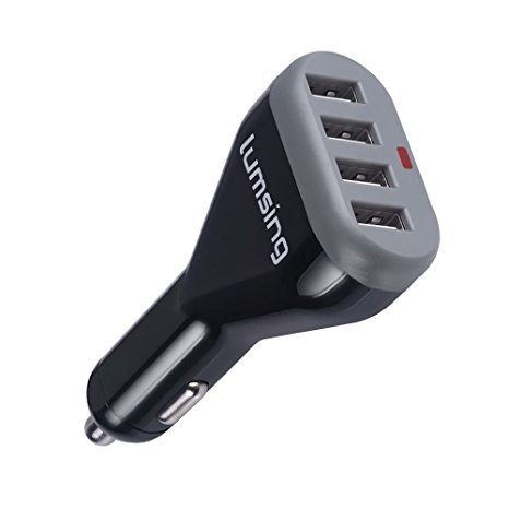 Car Charger: Lumsing 48W/9.6A 4-Port USB Car Charger for iPhone 7 /6s / 6 / 6 plus, iPad Air 2, Samsung Galaxy S7/ S6, Nexus, HTC, Motorola, Smartphones, Tablets and More (Black)