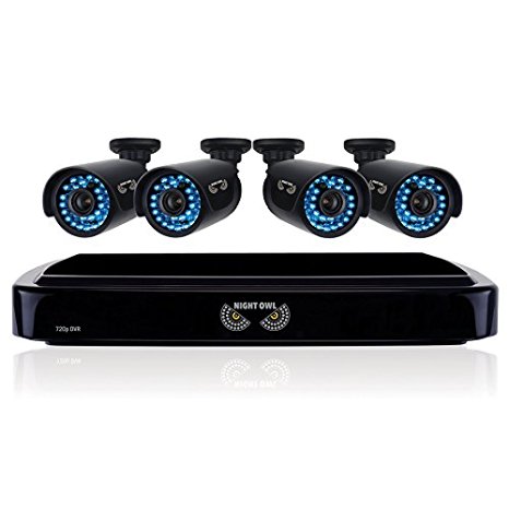 Night Owl Security B-A720-41-4 4 Channel HD Video Security System with 1 TB HDD and 4x720p HD Cameras (Black)