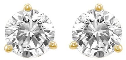 1 Carat Solitaire Diamond Stud Earrings Round Brilliant Shape 3 Prong Screw Back (J-K Color, I2 Clarity)