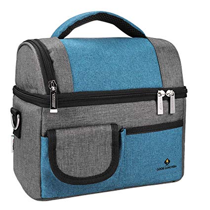 Large Lunch bags - Waterproof Insulated Lunch Bag - Cooler Tote lunch bags for women, Men, Kids with Double Deck Cooler