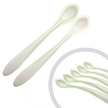 WHITE HOT BABY SPOONS SET - Heat Sensitive Changes Color When Hot | 5 Soft Tip Spoons | Perfect for Baby Feeding | BPA Free | Best Baby Utensils