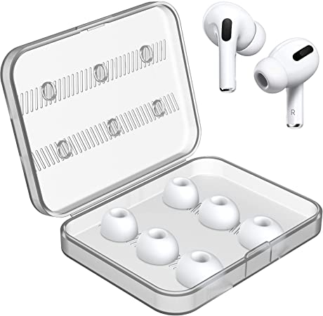Link Dream 6 Pieces Replacement Ear Tips for AirPods Pro Silicon Ear Buds Tips with Portable Storage Box (White 3 Pairs)