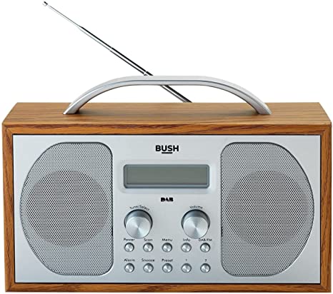 BUSH DAB/FM STEREO RADIO IN A WOODEN CABINET