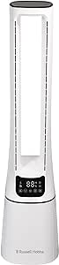 Russell Hobbs Bladeless Quiet Tower Fan with Remote Control, Tall Standing Fan, 105cm Tall, 10 Speed Settings, 12 Hour Adjustable Timer, Oscillating Fan 22W, White, 2 Years Guarantee RHBLDL12