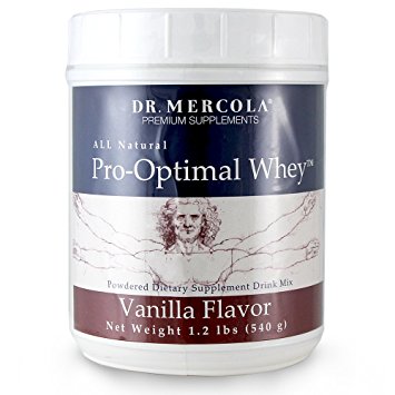 Dr. Mercola Pro-Optimal Whey Vanilla - All Natural - Powdered Dietary Supplement Drink Mix - No Artificial Sweeteners Or Flavors - 1.2 lb Jar (540g)