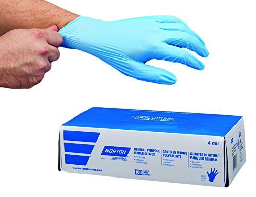 Norton 66623390700 Nitrile Gloves, 4 mil, Medium, Blue (Pack of 100)