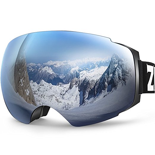 ZIONOR X4 Ski Snowboard Snow Goggles Magnet Dual Layers Lens Spherical Design Anti-fog UV Protection Anti-slip Strap for Men Women