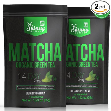 Skinny Bunny Tea Weight Loss & Detox Bundle: Manage Weight, Support Immune System, Healthy Cleanse & Promote Health with Antioxidants (Matcha Green Tea AM - BOGO - 2x 14 Day Supply)