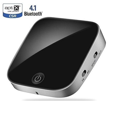 Acekool Bluetooth V4.1 Transmitter and Receiver,2 in 1 Wireless Audio Adapter with Optical Toslink/SPDIF and 3.5mm Stereo Output Support APT-X Low Latency 2 Devices Pair At Once For Home or Car Sound System