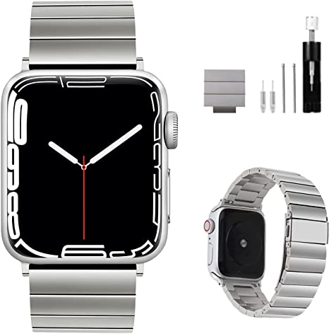 Metal Band Compatible with Apple Watch Band 38mm 40mm 41mm, Stainless Steel iWatch Replacement, Bracelet Link Band for Apple Watch Series 7/6/5/4/3/2/1/SE