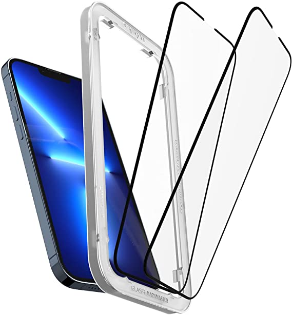 Spigen Tempered Glass Screen Protector [GlasTR AlignMaster] Designed for iPhone 13 Pro Max - Edge to Edge Protection / 2 Pack, Transparent