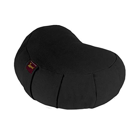 Yogavni Yogavni-Crescent-Zafu-Black Crescent/Heart Shape Yoga and Meditation Zafu Cushion Pillow with Natural Cotton Filling, Black