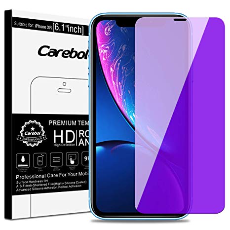 Carebol Anti Blue Light Tempered Glass Screen Protector for iPhone XR [6.1" inch] Eye Protect, Explosion-Proof Screen, High Definition [1 Pack]