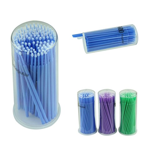 Voberry® Best seller 100pcs Eyelash Extension Micro Brushes Disposable Individual Applicators Mascara (Blue)