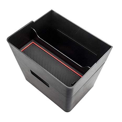 TapTes Model 3 Center Console Trash and Storage Bin, M3 Small Rubbish Wastebin Litter Garbage Can Washable Trashcan and Tray Organizer Accessories Kit for Tesla Model 3 Interior - Black Set of 2