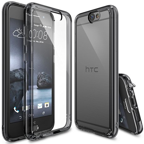 HTC One A9 Case, Ringke [Fusion] Crystal Clear PC Back TPU Bumper w/ Screen Protector [Drop Protection/Shock Absorption Technology][Attached Dust Cap] For HTC One A9 - Smoke Black