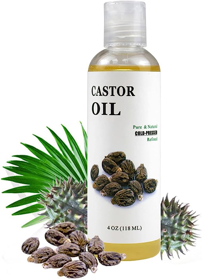 Organic Castor Oil - 118ml Pure Cold & Fresh-Pressed For Dry Skin & Hair Growth Eyelashes & Eyebrows - Diminishes Wrinkles and Signs of Aging - Natural, Vegan