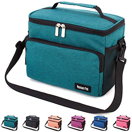 Leakproof Reusable Insulated Cooler Lunch Bag - Office Work School Picnic Hiking Beach Lunch Box Organizer with Adjustable Shoulder Strap for Women,Men and Kids-Green