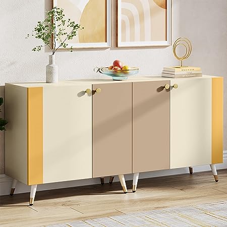 Tribesigns Sideboard Buffet Cabinet with Storage, 59 Inch Kitchen Dining Room Storage Cabinet with Door and Adjustable Shelves, Modern Wood Console Accent Cabinet Credenzas for Living Room