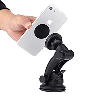 Magnetic Car Phone Mount for Windshield and Dashboard with Strong Grip Suction Cup,Universal Car Mount Holder for iPhone X 8/8s 7 7 Plus 6s Plus 6s (Black)