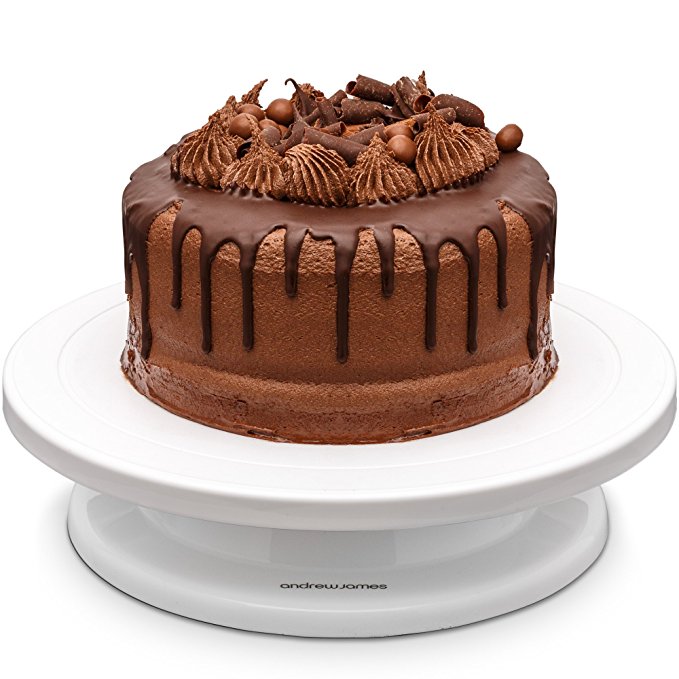 Andrew James Cake Stand Tier Rotating Plastic Turntable with Guide Lines for Decorating Icing and Display - 27.5cm