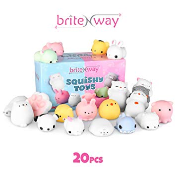 briteNway Adorable Mini Squishies Gift Set For Kids & Adults | Soft & Super-CuteAnimalSquishy Toys | ColorfulKawaii Squishies For Stress & Anxiety Relief | Improve Focus &Productivity | 20 Pc