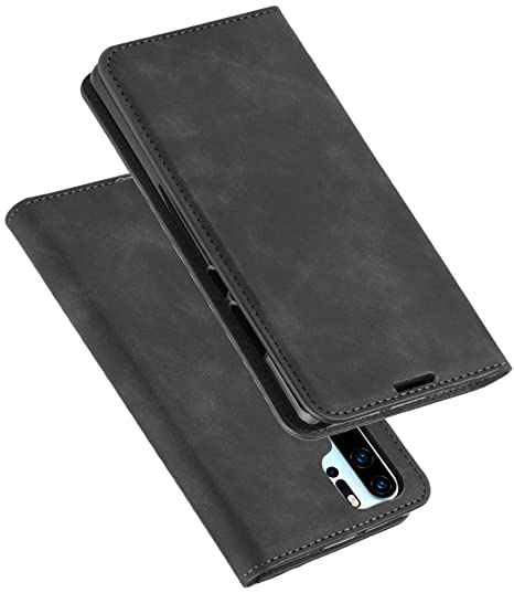 Turphevm Case Compatible with Huawei P30 Pro, High-grade Leather Flip Wallet [Card Slots] [Magnetic Closure] [Kickstand] Phone Case Cover for Huawei P30 Pro 2019 (Navy Blue) (Black)