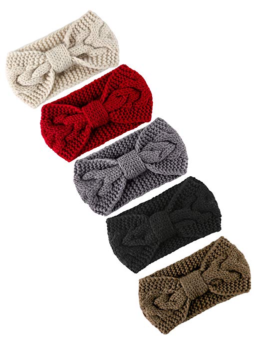 Cooraby Knitted Hairband Crochet Twist Ear Warmer Winter Braided Head Wraps for Women Girls