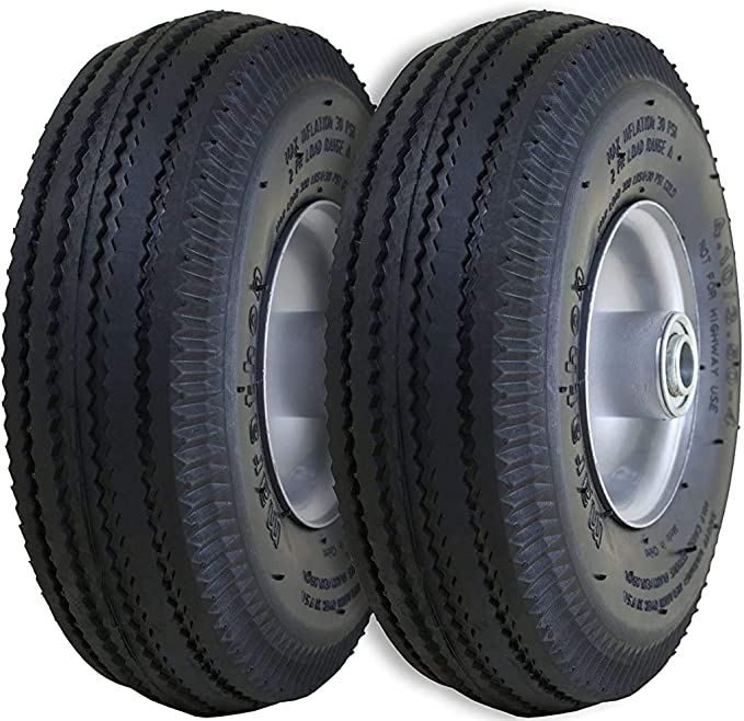 Marathon 2310 2-Pack 4.10/3.50-4" Pneumatic (Air Filled) Hand Truck/All Purpose Utility Tires on Wheels, 2.25" Offset Hub, 5/8" Bearings