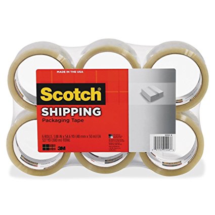 Scotch Lightweight Shipping Packaging Tape, 1.88 Inches x 54.6 Yards, 6 Rolls (3350-6)