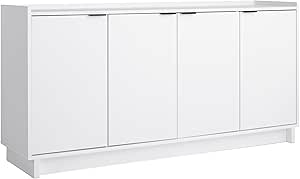 Prepac Simply Modern 4 Console Table, White Doors and Shelves, Sideboard Storage Cabinet, 60" W x 30" H x 16" D