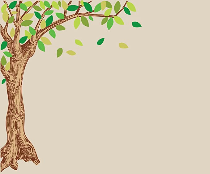 Large Wall Stickers of Green and Brown Corner Oak Tree