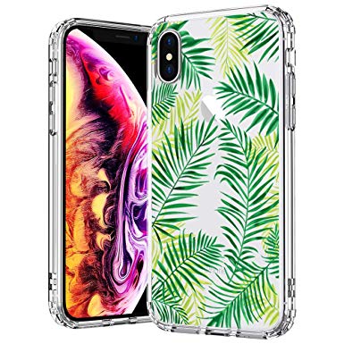 MOSNOVO Case for iPhone Xs/iPhone X, Tropical Palm Leaves Clear Design Printed Transparent Plastic Hard Back Case with Soft TPU Bumper Gel Protective Case Cover for Apple iPhone X/iPhone Xs