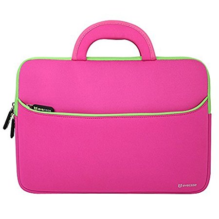 13.3 - 14.5 inch Laptop Sleeve, Evecase Ultra-Portable Universal Neoprene Carrying Sleeve Case Bag with Handle Fits with 13.3 - 14.5 inch Laptop Notebook Ultrabook Macbook and more - Hot Pink