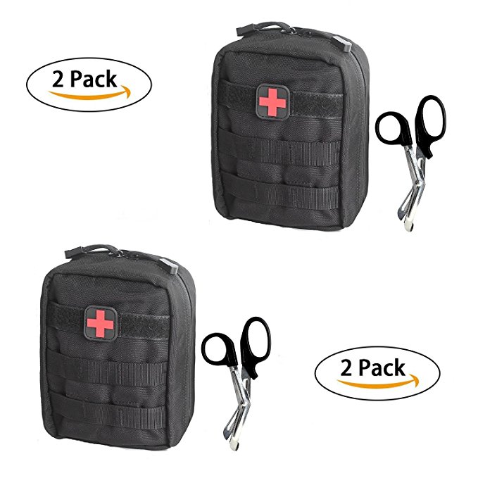 Tactical MOLLE EMT Pouch Medical Utility Bag 1000D Nylon with First Aid Patch and Shear