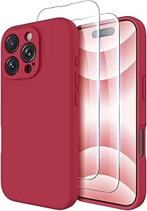 OTOFLY Compatible with iPhone 16 Pro Case, Compatible with MagSafe, Shockproof Magnetic Silicone Case for iPhone 16 Pro,[Military Grade Protection] [2 Pack Screen Protectors], Viva Magenta