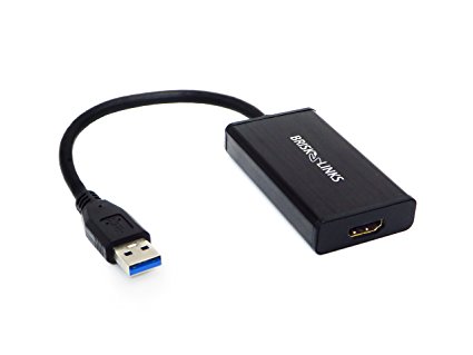 Brisk Links USB 3.0 To HDMI 1080P HD Display Converter Adapter With Audio Support Multi Monitor Adapter - Includes Bonus High Speed HDMI Cable 6 FT (Not Compatible With Mac, Linux)