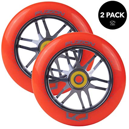 Fuzion Pro Scooter Wheels 110mm Hollow Core Stunt Scooter Sig Wheels with ABEC - 9 Bearings Pair