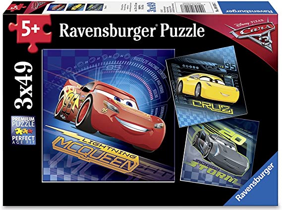 Ravensburger Disney Cars 3 3 X 49 Piece Jigsaw Puzzle for Kids – Every Piece is Unique, Pieces Fit Together Perfectly