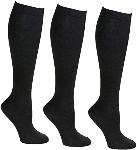Compression Socks for Women & Men -for Medical, Nursing, Hiking, Recovery, Travel & Flight by PACKO SOCKS (3 Black, S/M)